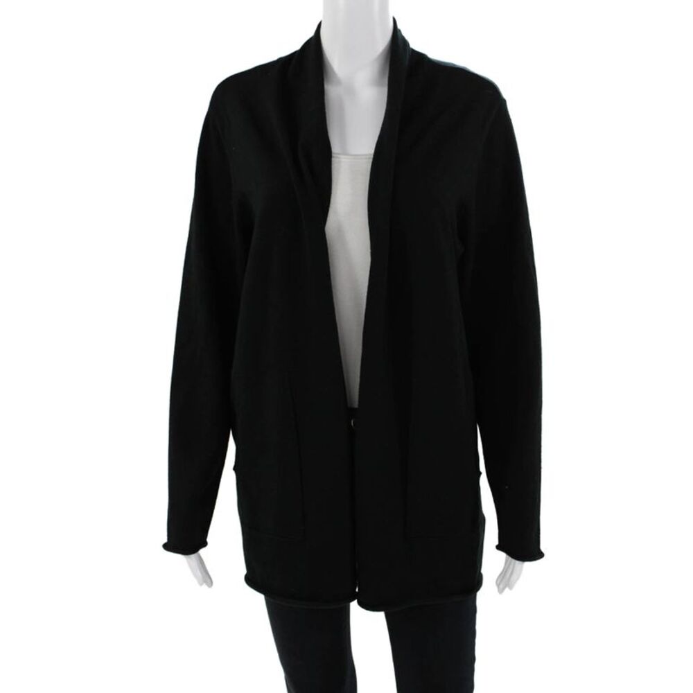 Metric Knits Unisex Cardigan Black Button Front Sweater Size XL